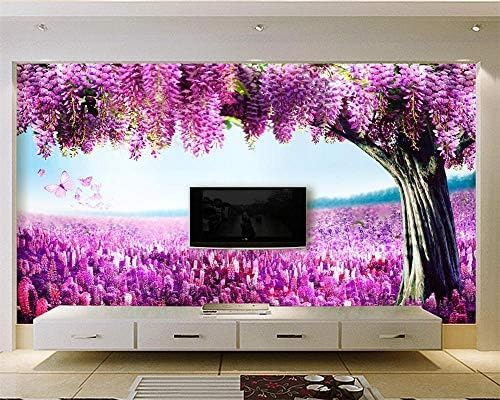 XLMING Romantische Lavendel Glyzinie 3D Tapeten Home Esszimmer Sofa Schlafzimmer Wohnzimmer TV Hintergrund-430cm×300cm