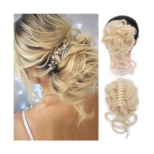 Haarteile Haarknoten Messy Bun Haarteil, zerzauste Hochsteckfrisur, Haarverlängerungen mit elastischen Haarbändern, lockiges Haar, Dutt, Haargummi for Frauen und Mädchen Brötchen Haare(Q10 613)