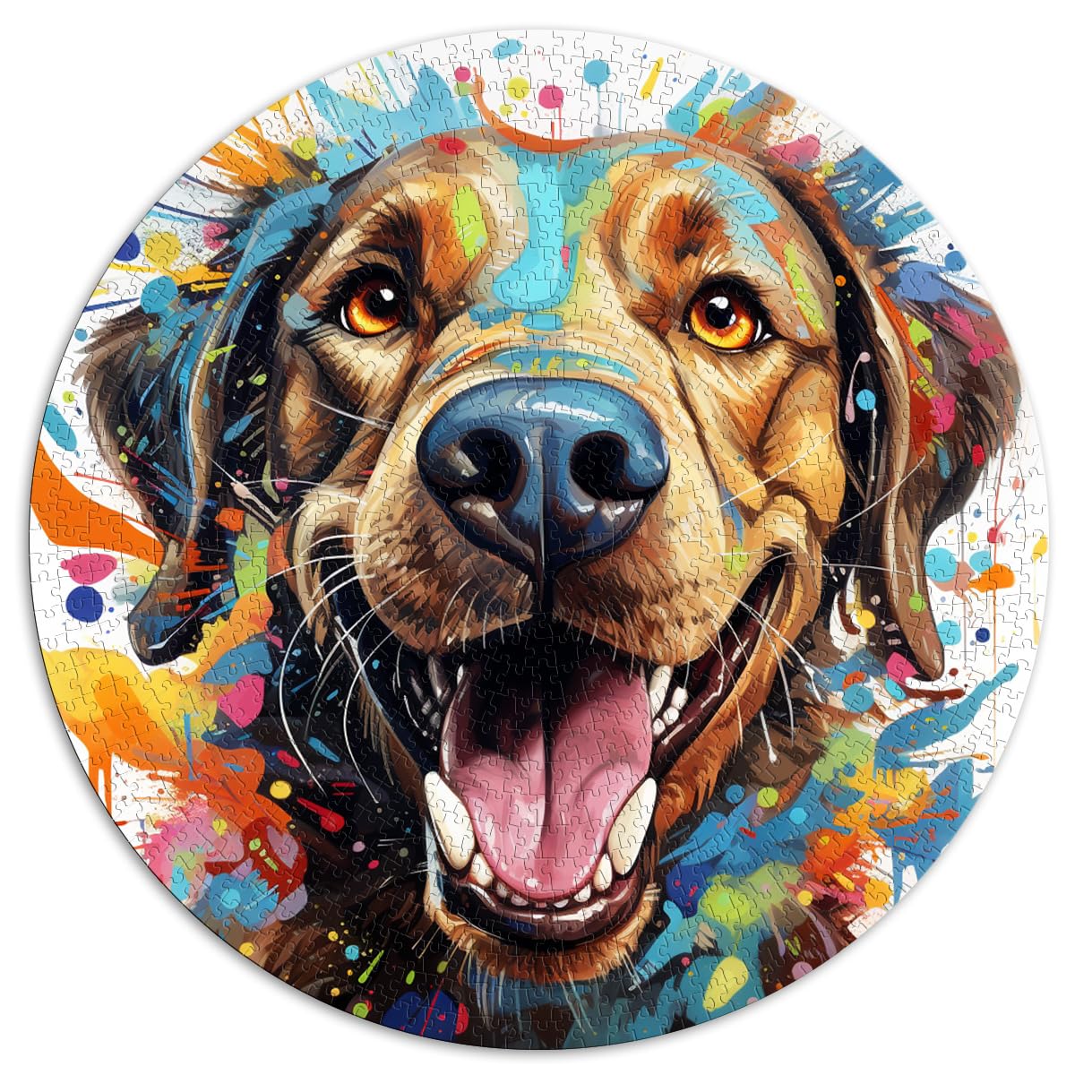 Puzzles Sehr glücklicher, frecher Hund 1000 Teile Puzzle 67,5x67,5cm Lernspielzeug Jedes Teil ist einzigartig - Anspruchsvolles, unterhaltsames Familienspiel