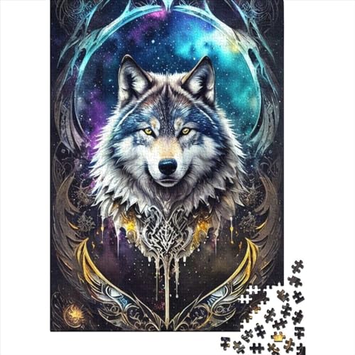 Puzzle für Erwachsene, 1000 Teile, Fantasie-Puzzle Strange Wolf, Holzpuzzle für Teenager, ganze Familie und die (Größe: 75 x 50 cm)