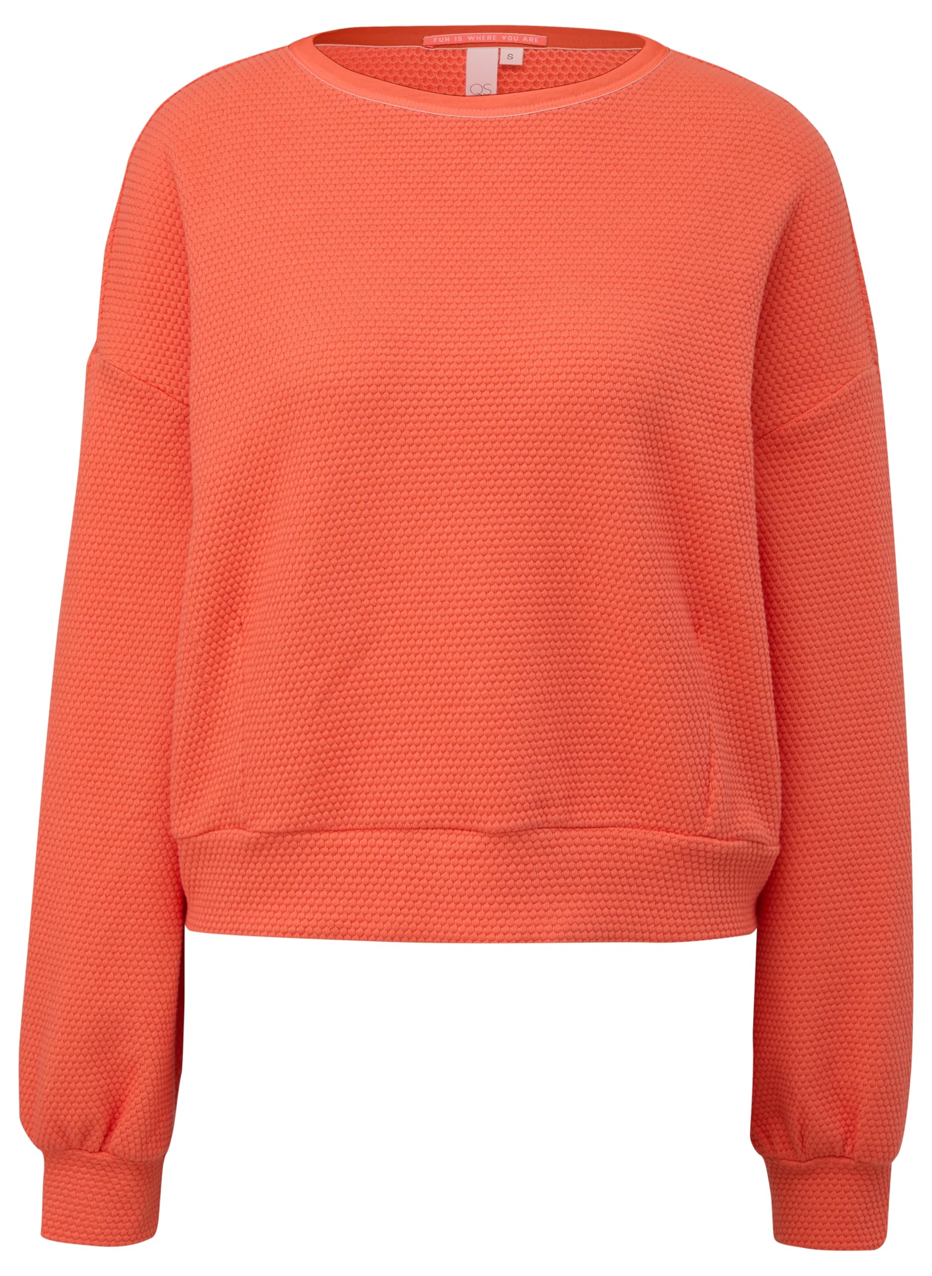 QS Damen 2147730 Sweatshirt mit Struktur, Orange, 36