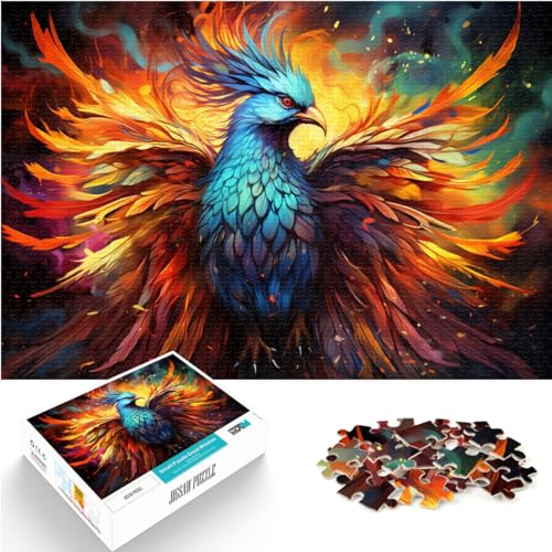 Puzzles zum Verschenken, farbenfrohe psychedelische Phönix-Puzzles für Erwachsene, 1000-teiliges Holzpuzzle, tolles Geschenk für | Spiele 1000 Stück (50 x 75 cm)