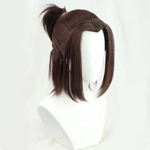 WCCNKK Attack on Titan Gabi Braun Cosplay Perücke + Perückenkappe, Braunes Geflochtenes Kurzes Haar, Geeignet Für Halloween, Party, Karneval, Halloween-Dekorationszubehör, Anime-Geschenk