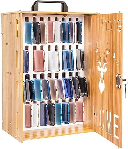 Handy-Spind, Schrankhalter, Klassenzimmer, 33 Fächer, Holz-Handy-Aufbewahrungsschrank, Taschendiagramm mit Griff und Sicherheitsschloss für Taschen-Handyhalter, Schule, Büro, 36 Fächer