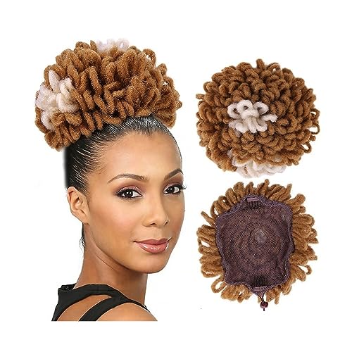 Haarteil Dreadlock Dutt Afro High Puff Kordelzug Pferdeschwanz Haarknoten Haarteile Faux Locs Clip In Pferdeschwanz Extensions Synthetische Haarknoten Stücke for schwarze Frauen Haarverlängerung(L 27