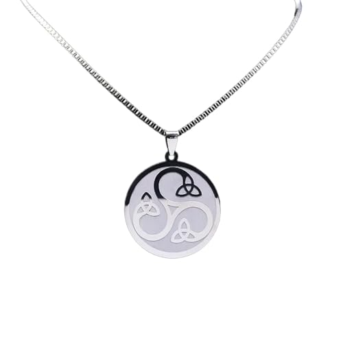 XIPIEIO Herrenmode-Trend-Halskette mit Dreifaltigkeits-Anhänger Halsketten mit Hexen- und keltischem Knoten Wikinger-Halskette Hexerei Triskelion Schmuck Geschenke personalisiertes Geschenk