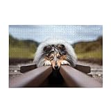 Rough Collie Bokeh Railway Hunde Haustiere Rau, Puzzles 1000 Teile Holzpuzzle Spielzeug Familienspiel Wanddekoration