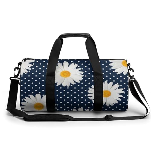 Dots Gänseblümchen Sport Duffel Bag Sporttasche Reisetasche Handgepäck Tasche Schwimmtasche Weekender Bag 45x23x23cm