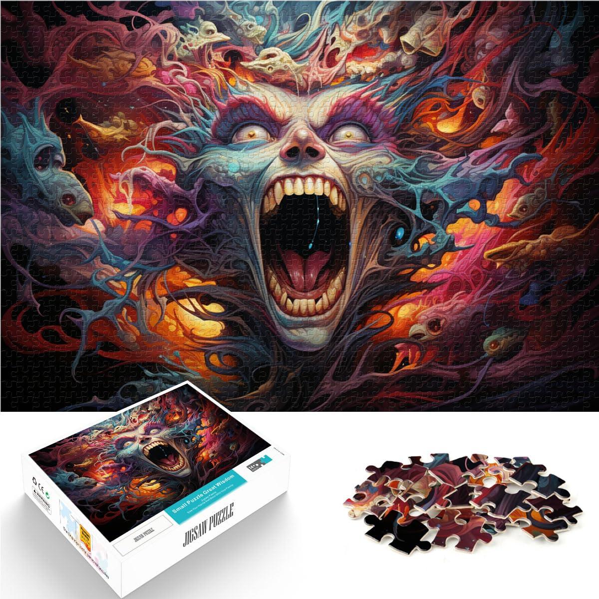 Puzzle, farbenfrohe psychedelische Kunst, 1000 Teile, Puzzle, Holzpuzzle, anspruchsvoll, Aber unterhaltsam und humorvoll, 1000 Teile (50 x 75 cm)