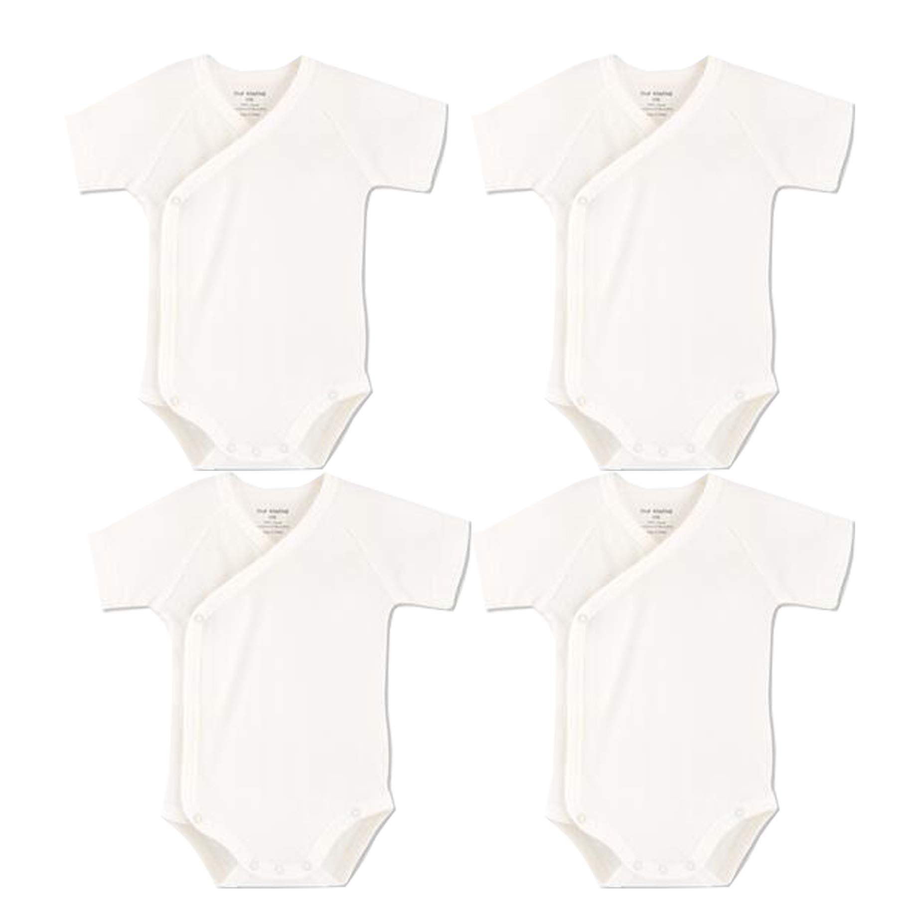 Blueleyu Unisex-Baby Kurzarm Onsies Baumwolle Baby Body Pack Cardigan Onsies Säuglinge, 4 Stück, weiß, 0-3 Months