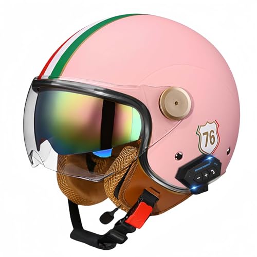 Bluetooth-Motorradhelm, Offenes Gesicht, Rollerhelm, Motocross-Helme Mit Visier, ECE-Zugelassene Motorradhelme Mit Integriertem Mikrofon Für Erwachsene, Männer Und Frauen G,XL61-62CM