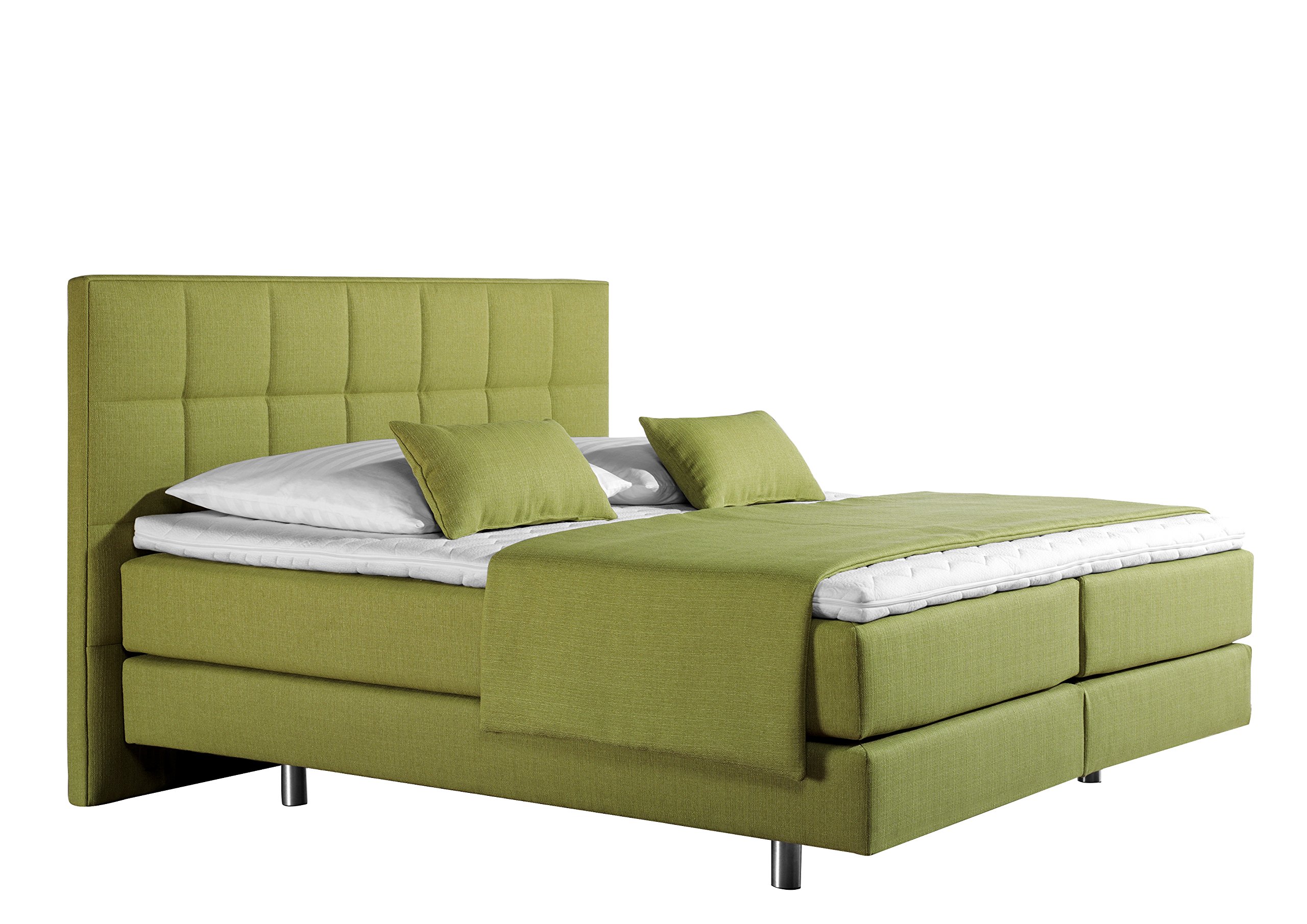 Maintal Boxspringbett Neon, 100 x 200 cm, Strukturstoff, Bonellfederkern Matratze h2, lemon