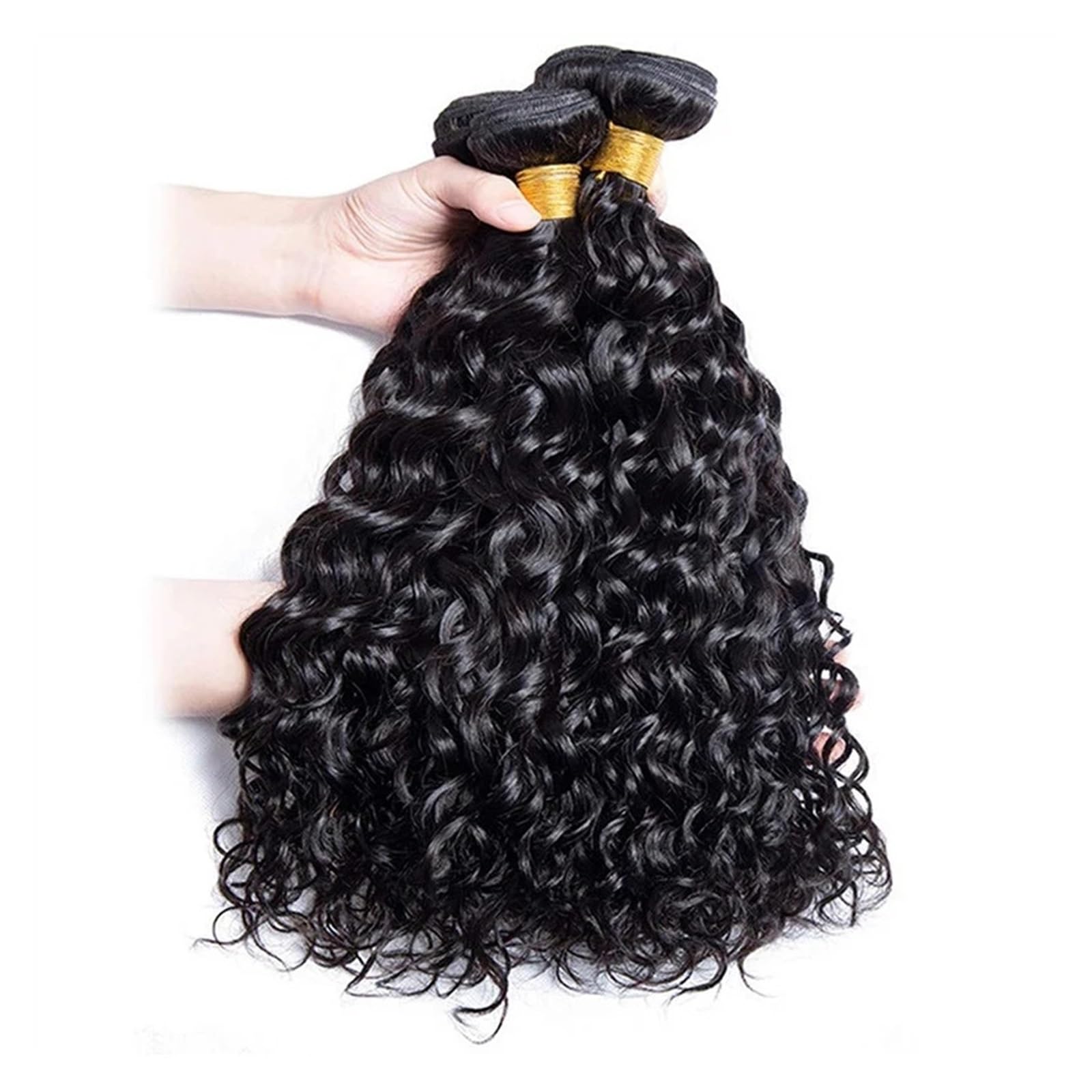 Human Hair Bundles Wasserwellenbündel, 100% Echthaarverlängerungen for Frauen, Haarbündel, rohes, unbehandeltes Echthaar, unverarbeitetes menschliches Bündel, lockiges Haar human hair weave(Size:12 1