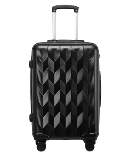 Habrur Rollkoffer Koffer Trolley Erweiterbares Hardside-Gepäck Mit Spinner-Rädern, Reisegepäck-Teleskopgriff Koffer Gepäck Reisekoffer (Color : Black, Size : 20 in)