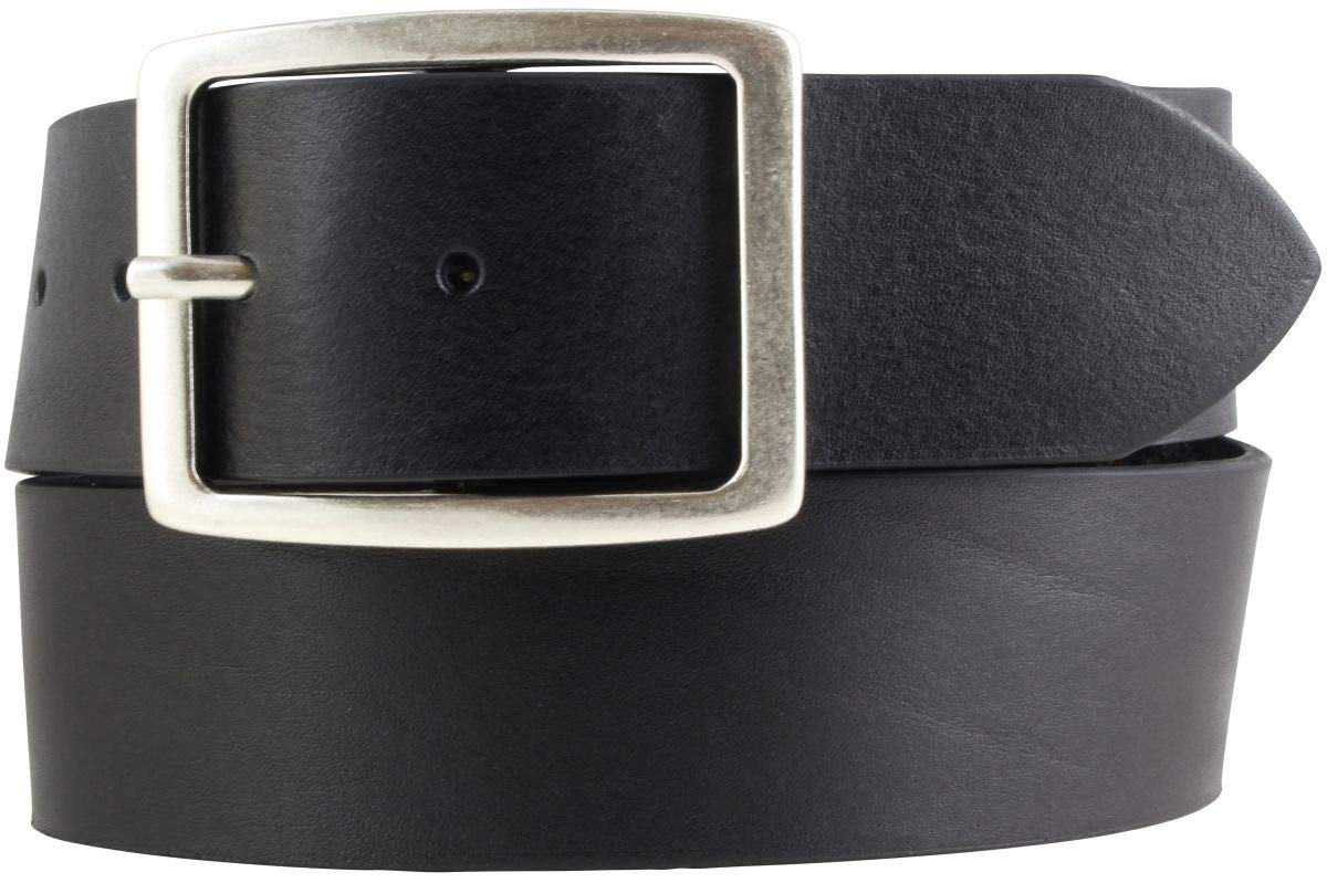 BELTINGER Jeansgürtel aus Vollrindleder mit Doppel-Schnalle 4,5 cm | Leder-Gürtel für Damen 45mm | Breiter Ledergürtel | Schwarz 105cm