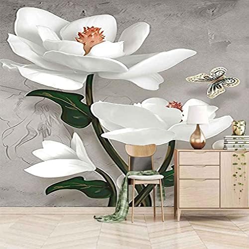 Weiße Schmetterlingsblume 3D Tapeten Wanddekoration Fototapete Sofas Wohnzimmer Wandbild Schlafzimmer-250cm×170cm