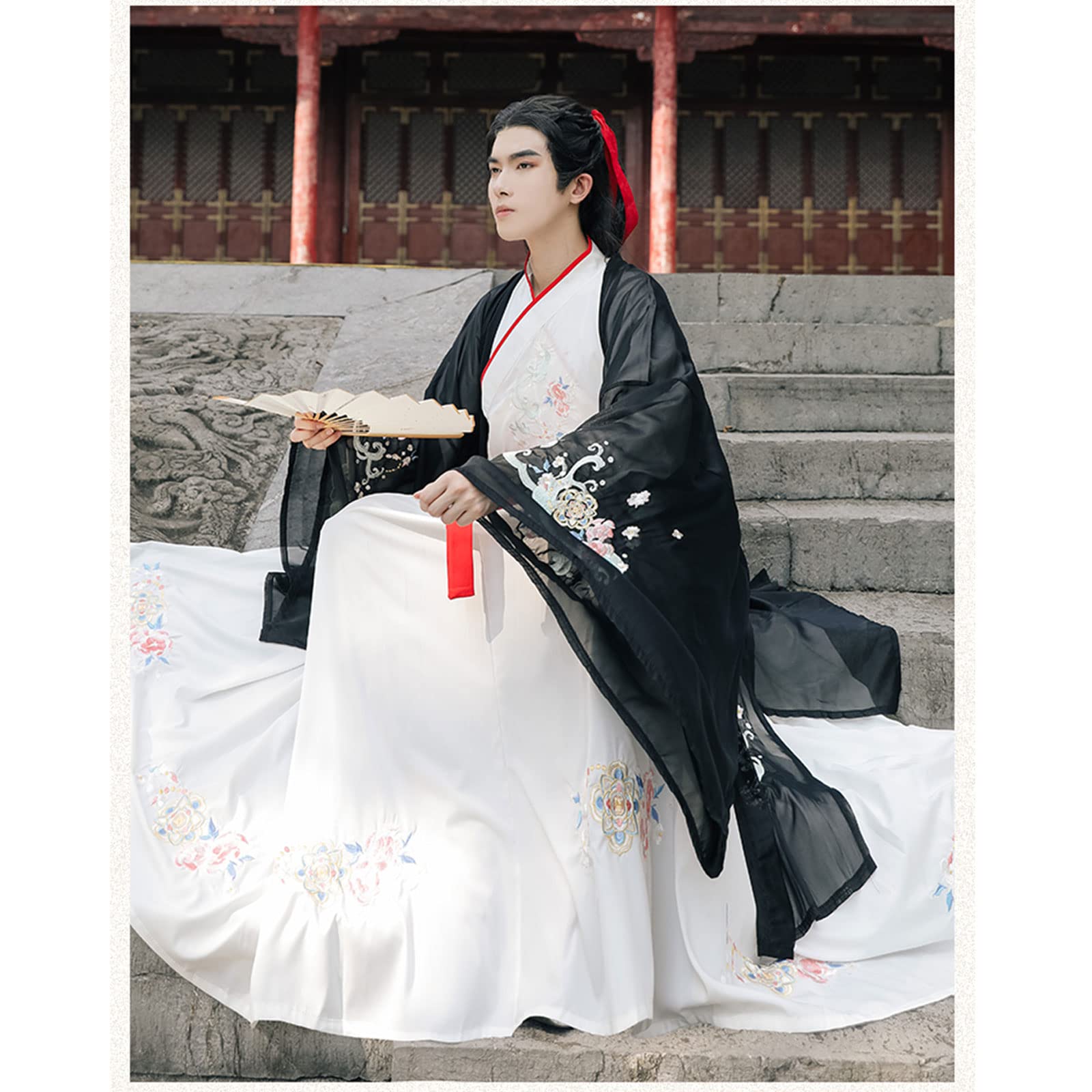 OZMDXKJ Hanfu Ritter-Kostüm, chinesischer Stil, Fee, elegantes Kampfsport-Paar-Kostüm, Größe XL = 170–175 cm, Schwarz