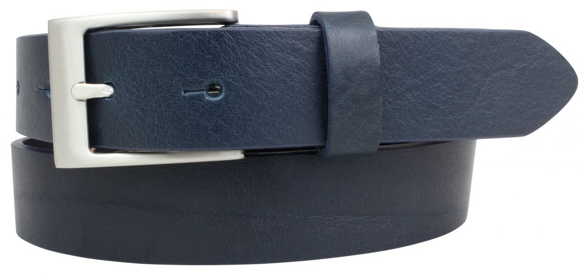 BELTINGER Gürtel aus Vollrindleder 3 cm | Anzug-Gürtel für Damen Herren 30mm | Chino-Gürtel mit massiver Schnalle | Marine 100cm