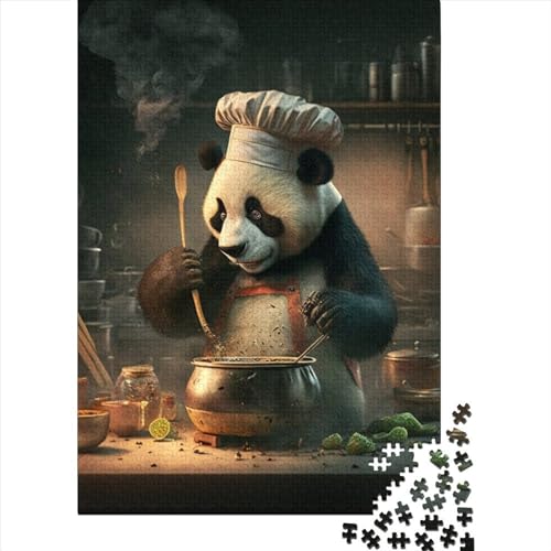 Panda kocht Holzpuzzle für Erwachsene, 1000 Teile für Erwachsene, schwierige Puzzles ganze Familie und die (Größe: 75 x 50 cm)