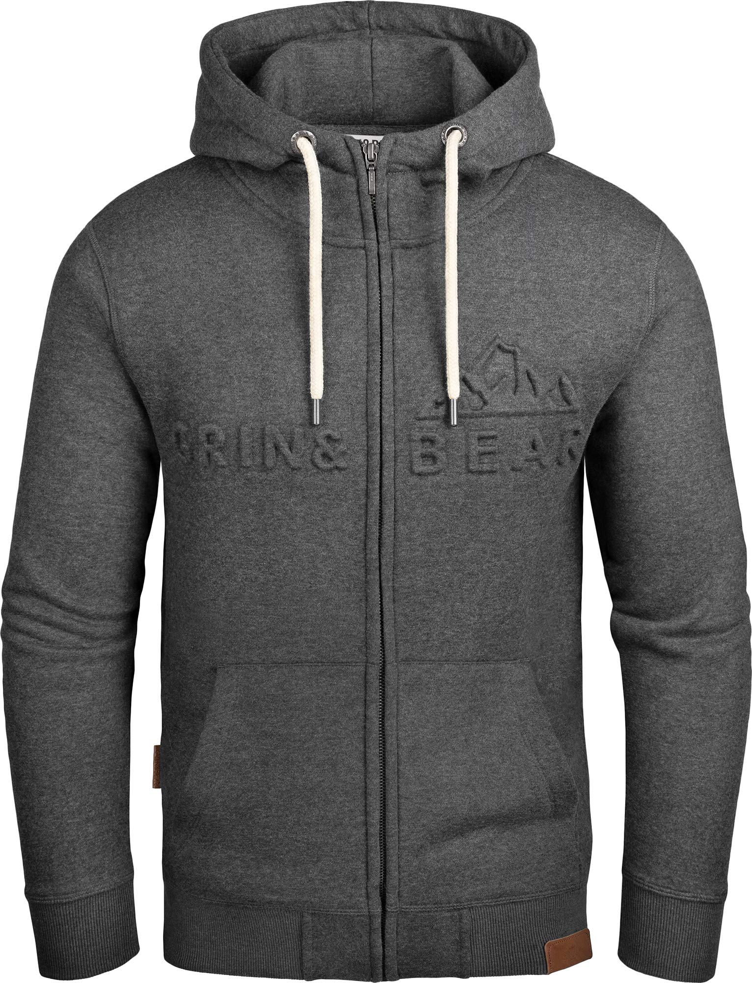 Grin&Bear Herren Kapuzenpullover mit geprägtem Logo in anthrazit, XXL, GEC017