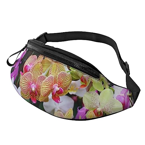 HSJFS Sporttasche mit Weltkarten-Aufdruck, Umhängetasche, lässige Brusttasche, Orchideen, Einheitsgröße