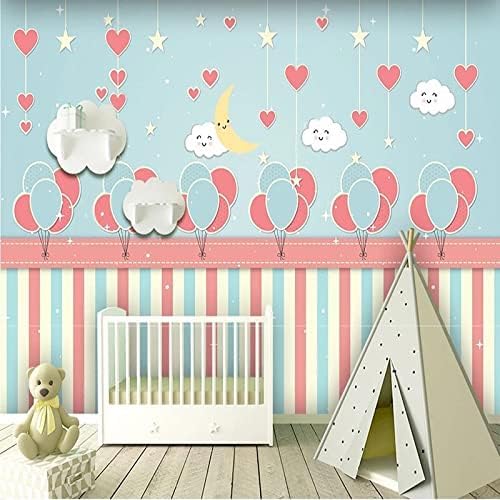 XLMING Einfache Niedliche Cartoon Ballon Liebe Kinderzimmer 3D Tapete Home Dekoration Wohnzimmer Sofa Schlafzimmer Tv Hintergrund Wand-250cm×170cm