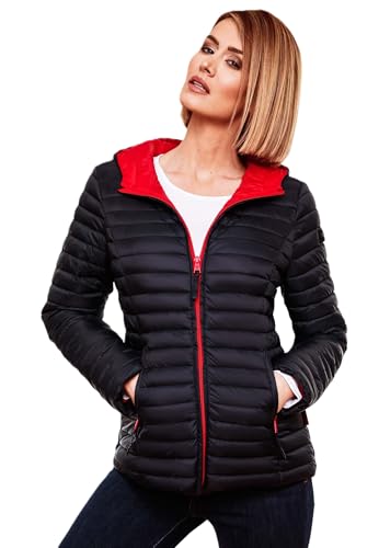 MARIKOO Damen Jacke Steppjacke Übergangsjacke gesteppt Frühjahr Stepp B857 [B857-Asr-Navy-Gr.M]