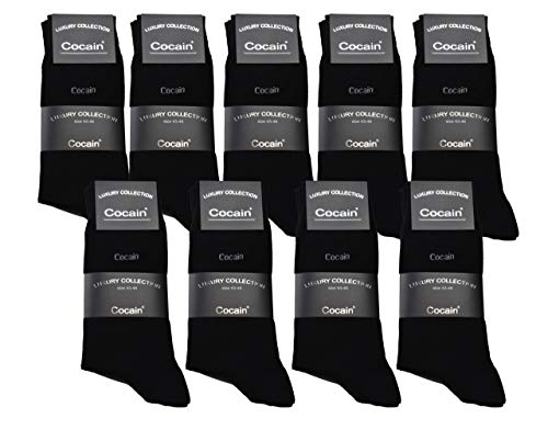 Cocain underwear 9 Paar Premium Markensocken für Sie und Ihn Luxury Collection Baumwolle schwarz Spitzenqualität Made in Europa - 47/50