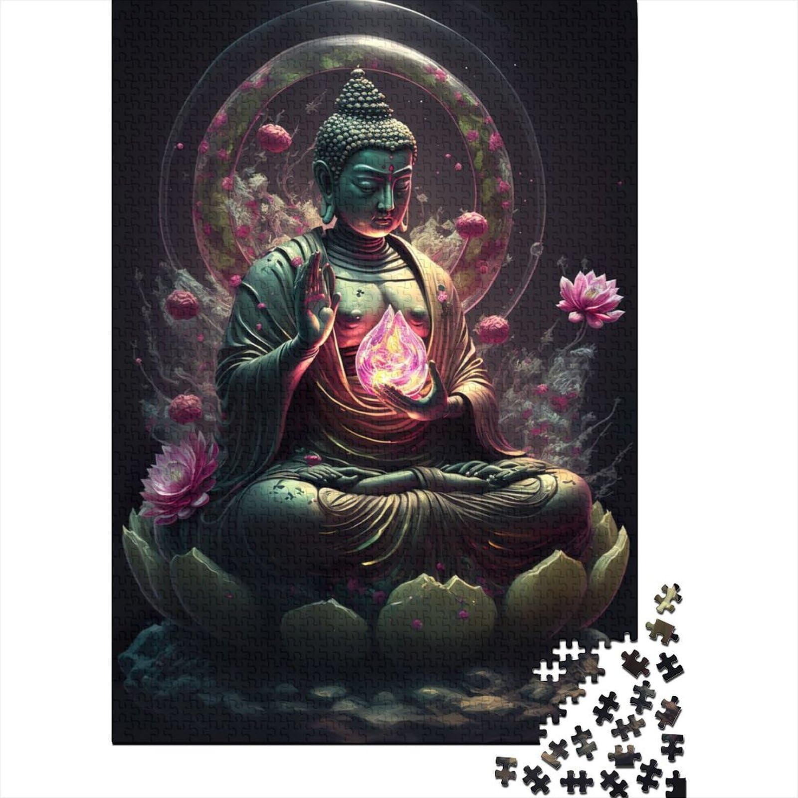 Kunstpuzzle für Erwachsene 1000 Teile Buddha Lustige Puzzles für Erwachsene 1000-teiliges Holzpuzzle für Erwachsene und Teenager 29,53 x 19,69 Zoll