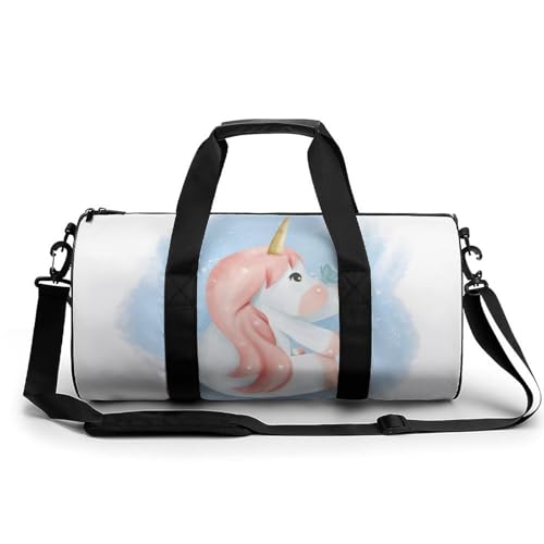 Einhorn Schmetterling Sport Duffel Bag Sporttasche Reisetasche Handgepäck Tasche Schwimmtasche Weekender Bag 45x23x23cm