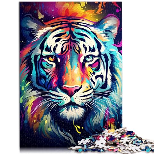 Puzzle, Lernspiele, Doodle, bunter Tiger, 1000 Puzzles für Erwachsene, Holzpuzzle, einzigartige Geburtstags, 1000 Teile (50 x 75 cm)