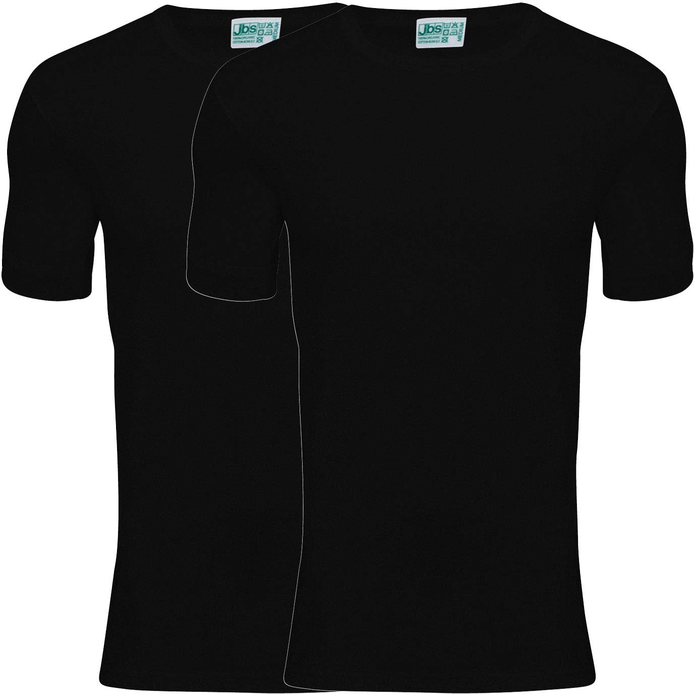 JBS T-Shirt Herren Schwarz, Rundhals (2er Pack) Ideale Passform durch 100% organische Baumwolle (Ohne Kratzende Seitennähte)schwarz, M