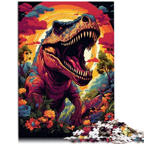 Spielzeug Puzzle Bunte Psychedelia der Dinosaurier Erwachsene 1000 Teile Puzzle Geschenke Holzpuzzle Stressabbau Schwierige Herausforderung 1000 Teile (50x75cm)