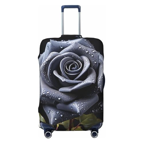 CSGJMYGS Reisegepäckabdeckung, elastisch, waschbar, modisch, kratzfest, schwarze Rose, Koffer-Schutz, passend für 45,7 - 81,3 cm Gepäck, Schwarz , XL