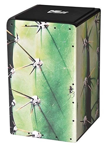 VOLT Cool-Cajon "Cactus Cube" Design Percussion (Cajon Set inkl. Lernbuch Cajon-Schule Cajon Basics + CD & Seatpad, Größe:L) geeignet ab 8 Jahren