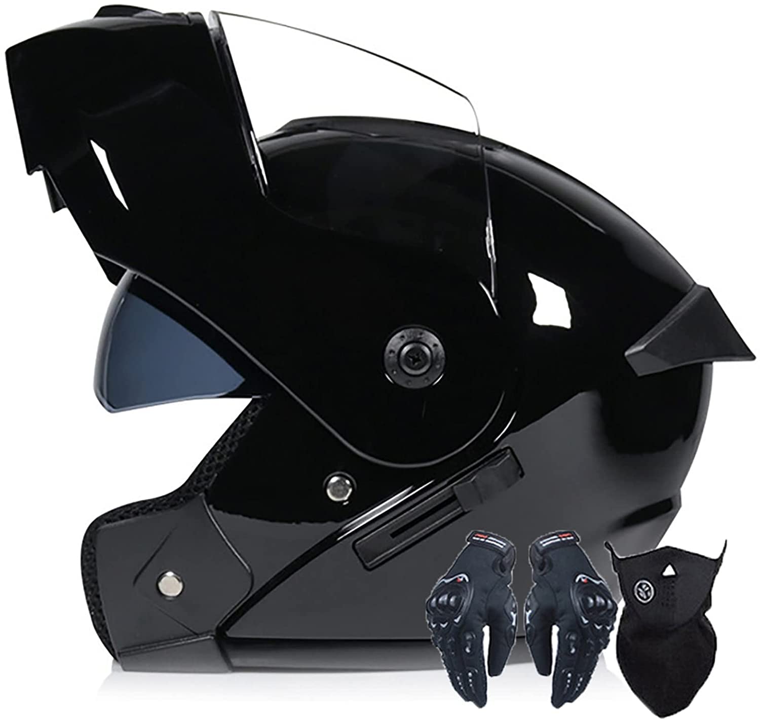 Damen Herren Motorradhelm Klapphelm Modularer Motorrad-Scooter-Integralhelm,Hochklappbarer Motorradhelm Mit Doppelvisier Sturzhelm,DOT/ECE-Zertifiziert (Color : D, Größe : XL=61-62cm)