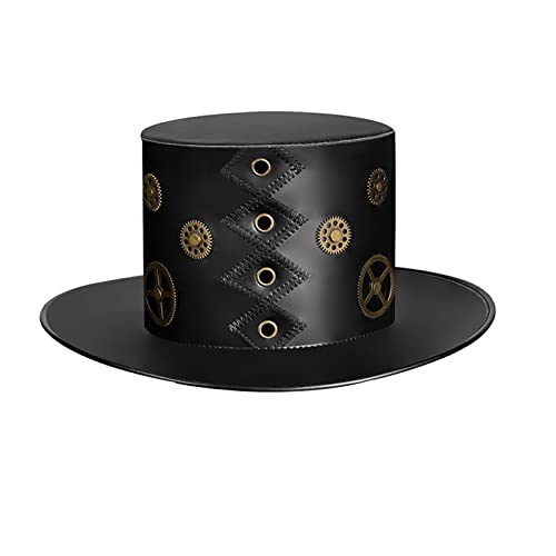 Ranuw Steampunk Männer Mit Brille Punk Zylinder Steampunk BowlerTop Maskerade Halloween Zylinder GothHat Zylinder