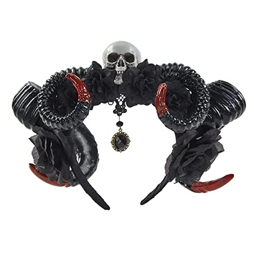 Day Of The Dead Stirnband Schafshorn Stirnband Teufelshörner Stirnband Totenkopf Stirnband Halloween Horn