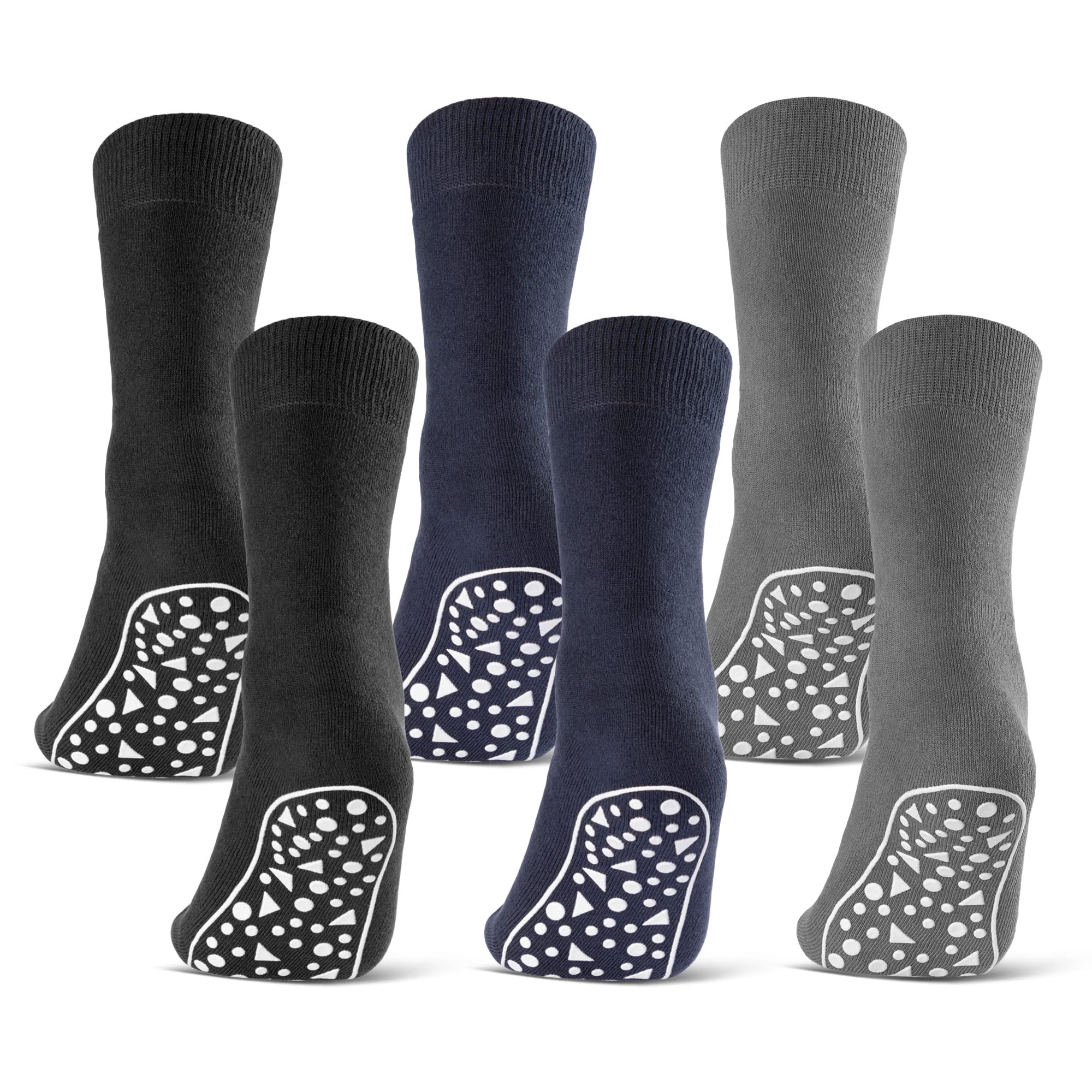 2 | 4 | 6 Paar ABS Socken Damen Herren Anti Rutsch Socken Stoppersocken 21395 (6 Paar 47-50)