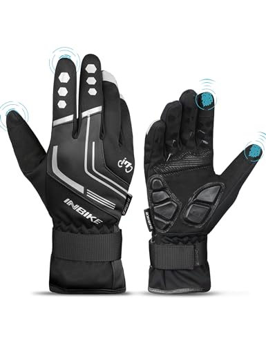 INBIKE Winterhandschuhe Fahrrad MTB Handschuhe Herren Damen Winter Touchscreen Fahrradhandschuhe Beheizbar für Radsport Road Race Downhill Wandern Schwarz XL