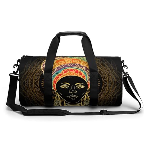 Afrikanische Frau Sport Duffel Bag Sporttasche Reisetasche Handgepäck Tasche Schwimmtasche Weekender Bag 45x23x23cm