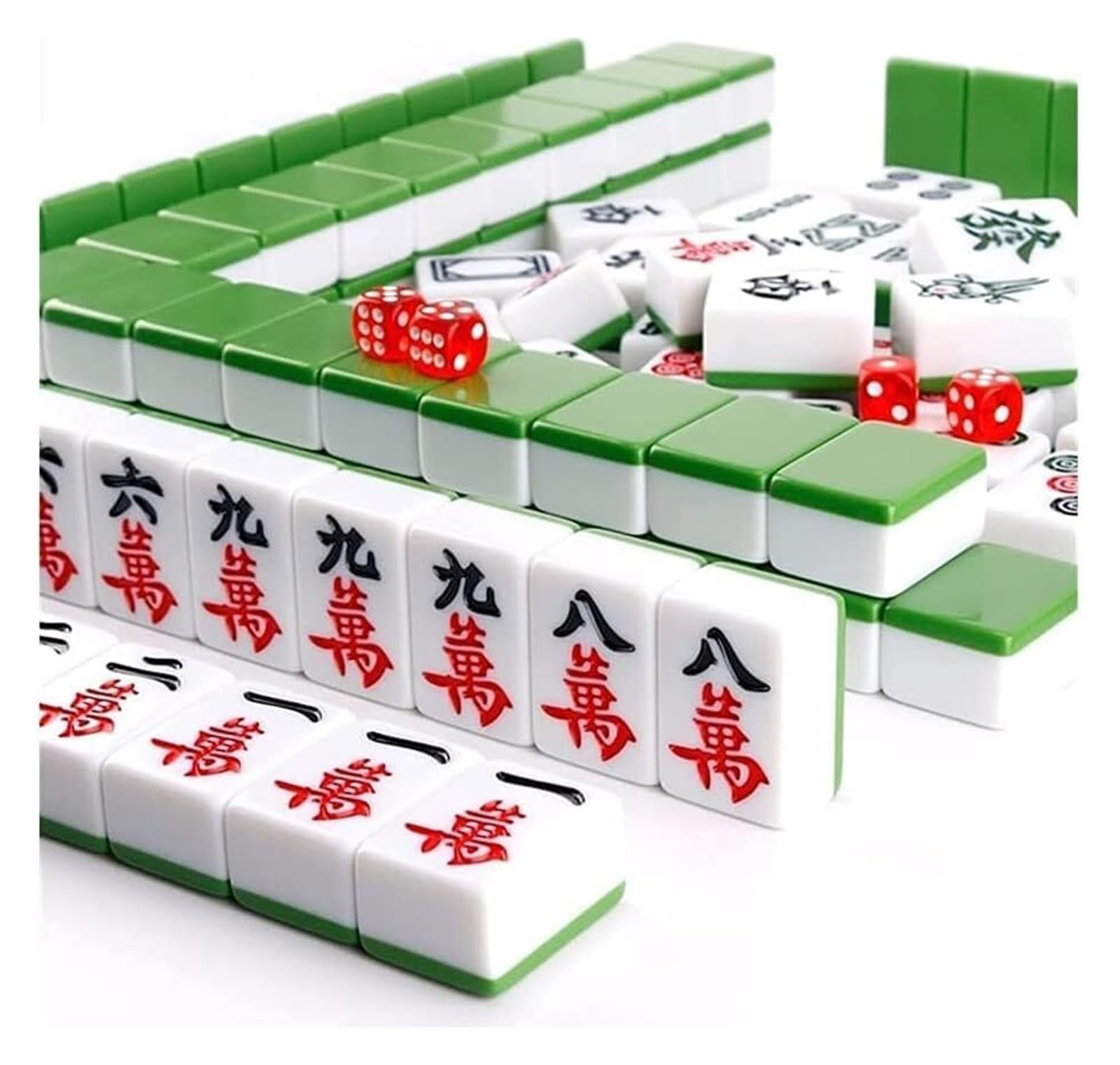 BFVAKBKYT Chinesisch Majong Set, 42 mm großes Mosaik mit Reiseetui for Erwachsene, Jungen und Mädchen, 144 Mosaik-Mah-Jongg-Spiel, hergestellt in China