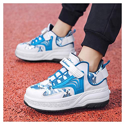 Rollschuhe Outdoor Sportschuhe Kinder Skateboardschuhe Mit Rollen Turnschuhe Jungen Mädchen Schuhe mit Rollen,Blue-30