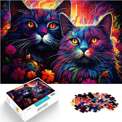 Puzzlespiel Bizarre Fantasy-Katzen-Puzzles für Erwachsene, 1000 Puzzles, Holzpuzzles ganze Familie und diese 1000 Teile (50 x 75 cm)