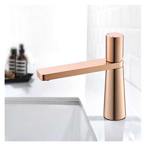 Waschbecken-Wasserhahn aus gebürstetem Gold, Messing, Badezimmer-Wasserhahn, Mischbatterie, Waschbecken-Wasserhahn, Roségold, heißer und kalter Waschtisch-Wasserhahn(Rose Gold Short)