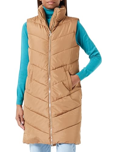 JdY Damen JDYFINNO Long Padded Waistcoat New NOOS Weste, Toasted Coconut/Detail:Gold Zip, XS