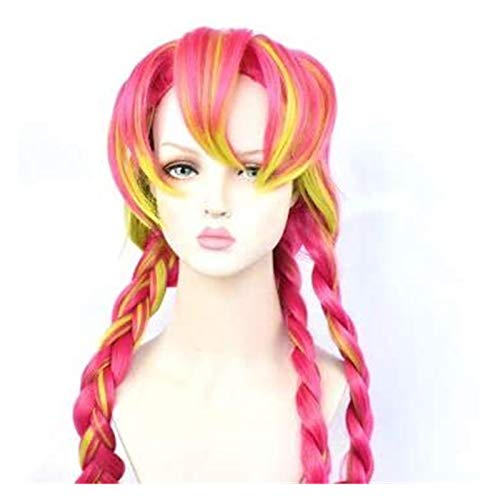 LINLINCD-Anime Coser Wig Anime Demon Slayer Kanroji Mitsuri für Perücke Cosplay Comic - Con Mal Halloween Karneval Wig Erwachsene Erwachsene (Perücke) klassische Farbe (Farbe: cl