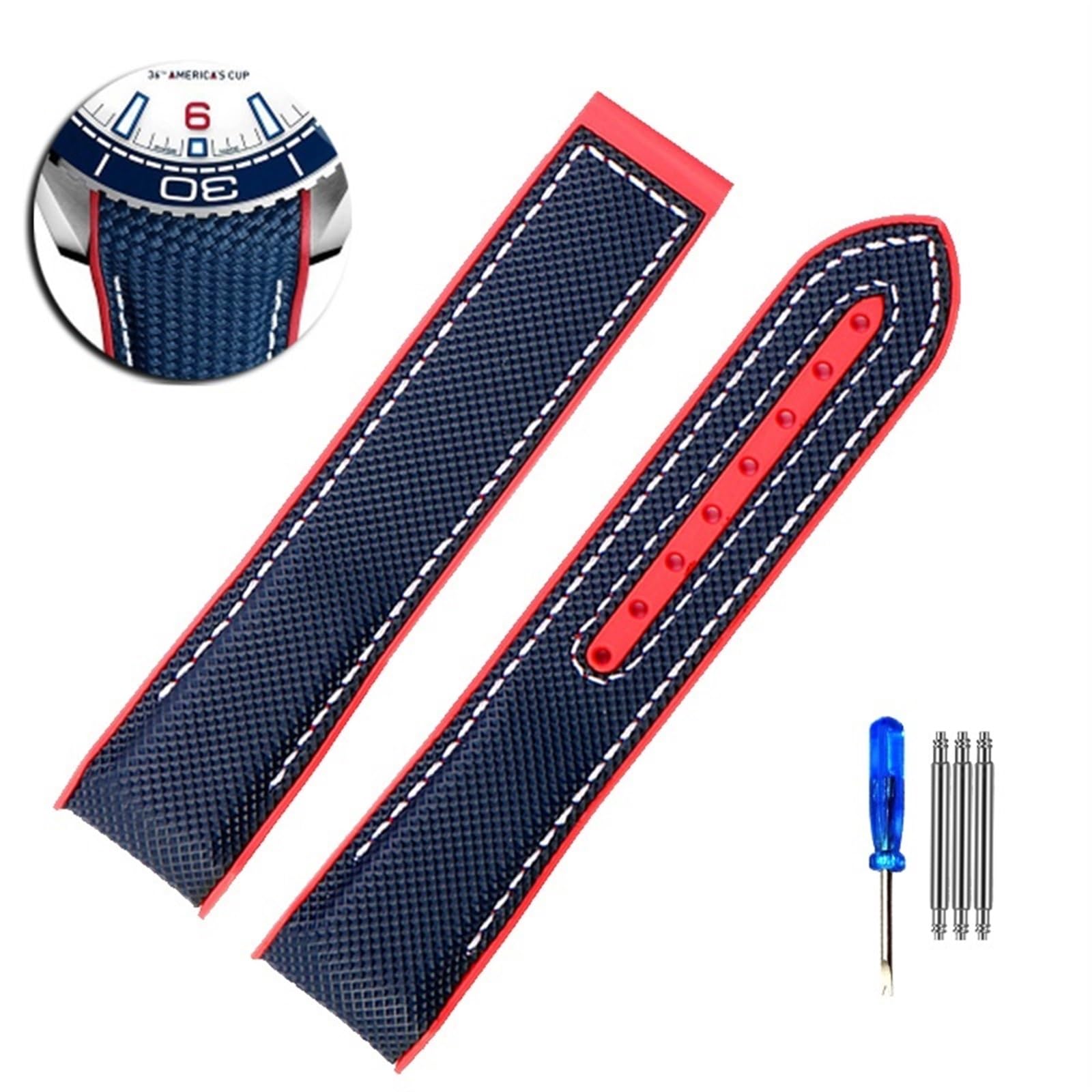 IOTUP Nylon-Uhrenarmband für Omega Seepferdchen 215.32 Ocean Universe Super 600 America Cup, limitierte Auflage, Segeltuch, wasserdicht, 22 mm, 20 mm, 20 mm, Achat