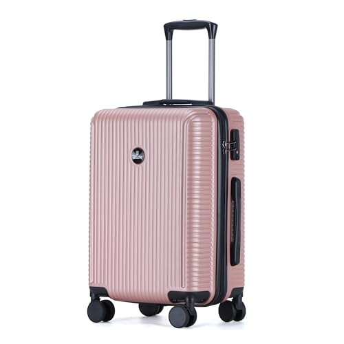 Blade Handgepäck - Hartschalen Koffer Trolley - Leichter Reisekoffer Handgepäck aus ABS+PC mit TSA Schloss - 4 Spinner Räder Koffer- Rollkoffer (Rosel Gold-XL)