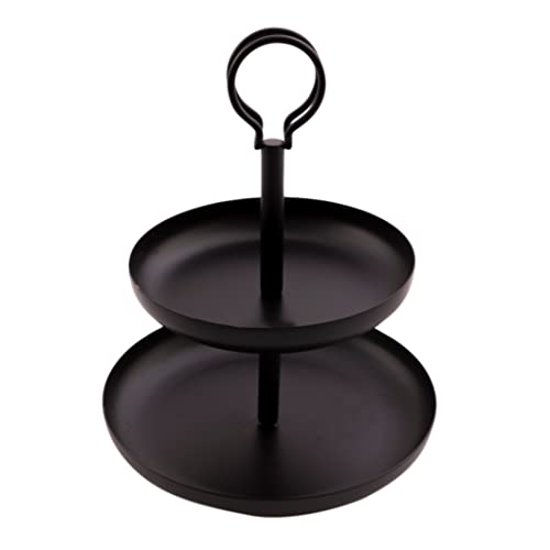 Point-Virgule etagere für süßigkeiten mit 2 etagen, party deko, aus Metall, Schwarz, Durchmesser 20.5-16.5cm